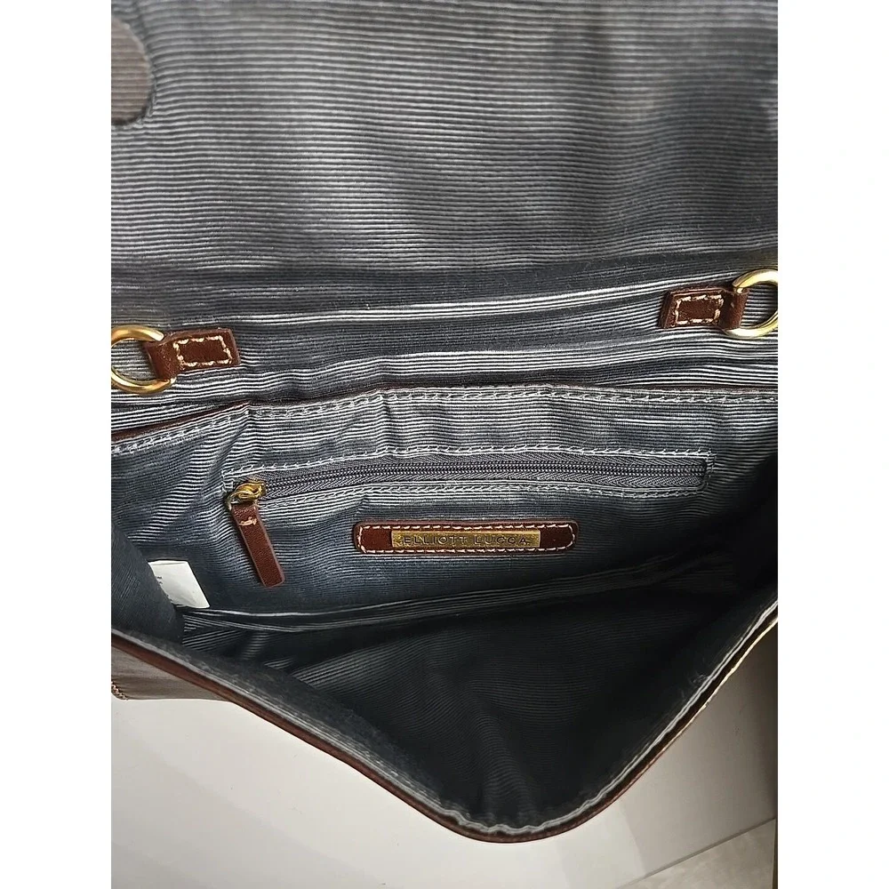 Elliott Lucca Brown Leather Clutch Shoulder Bag (No‎ Strap)